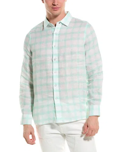 Raffi Plaid Printed Linen Shirt In Green