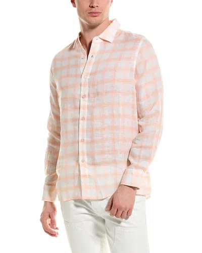 Raffi Plaid Printed Linen Shirt In Orange