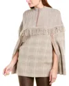 Raffi Plaid Zip Cashmere Poncho In Neutral