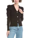 Raffi Pleated Shoulder Cardigan In Brown