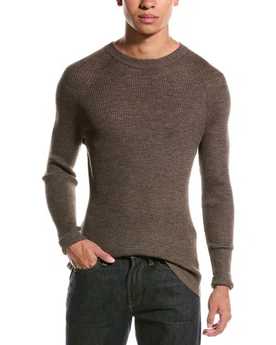 Raffi Raglan Wool-blend Crewneck Sweater In Brown
