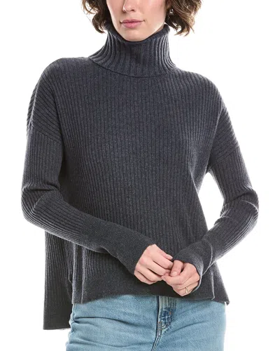 Raffi Rib Turtleneck Cashmere Sweater In Gray