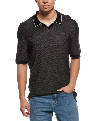 Raffi Silk-blend Johnny Collar Shirt In Black