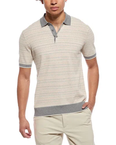 Raffi Silk-blend Stitch Polo Sweater In Metallic