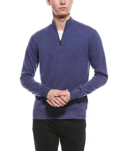 Raffi Textured 1/4-zip Cashmere Mock Neck Sweater In Blue