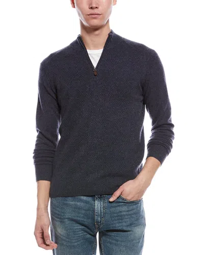 Raffi Textured 1/4-zip Cashmere Mock Neck Sweater In Blue