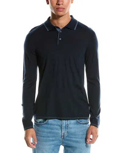 Raffi Trim Detail Wool-blend Polo Sweater In Blue