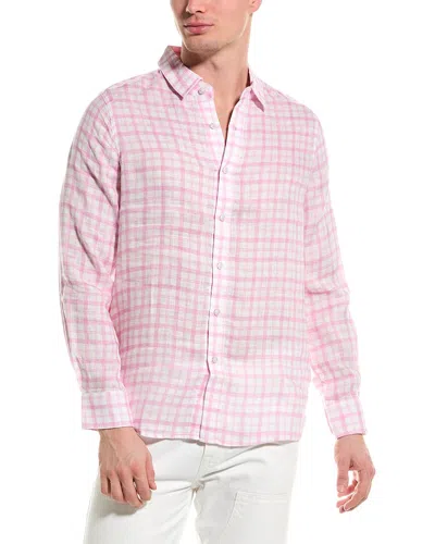 Raffi Two Color Plaid Printed Linen Shirt In Pink