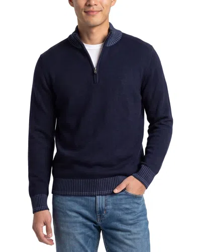 Raffi Vanise 1/4-zip Wool & Cashmere-blend Mock Neck Sweater In Blue
