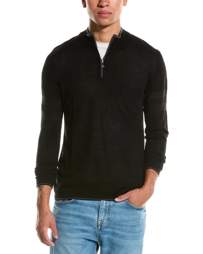 Raffi Wool-blend 1/4-zip Sweater In Black