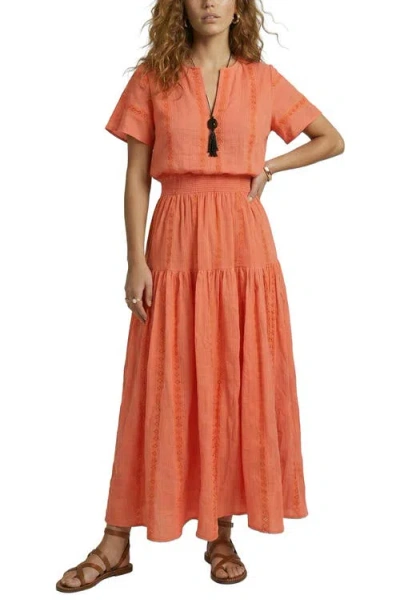 Raffya Candice Flutter Sleeve Maxi Dress In Orange