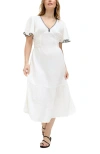 Raffya Delilah V-neck Front Tie Midi Dress In Sand