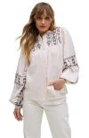 Raffya Demi Embroidered Ballon Sleeve Shirt In White