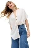 Raffya Juneeta Crop Sleeve Button Down Shirt In White