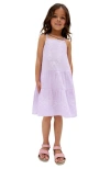 Raffya Kids Camilla Tiered Lace Insert Dress In Purple