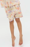 Raffya Kids Gilly Scalloped Edge Matisse Print Shorts In Multi