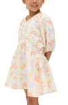 Raffya Kids Soipoi Ruched V-neck Dress In Multi