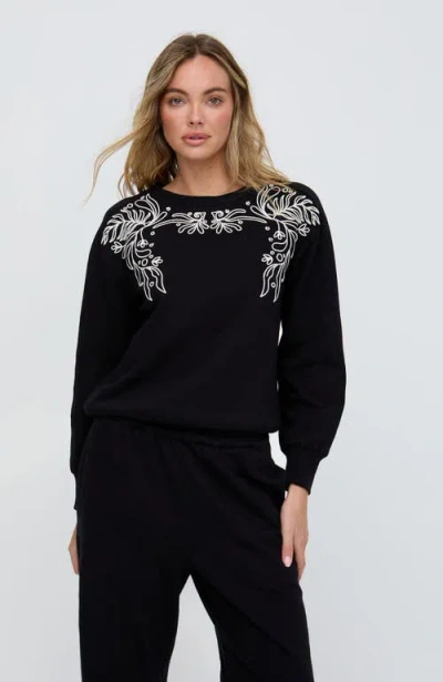 Raffya Marmalade Long Sleeves Embroidered Sweatshirt In Black