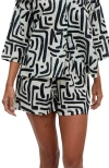 Raffya Nicola Paperbag Waist Warhol Print Short In Black