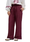 Raffya Paulina Wide Leg Trouser In Burgundy