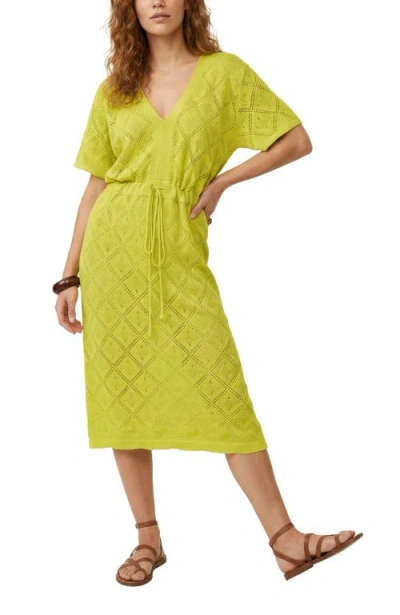 Raffya Santorina Knitted Midi Dress In Green