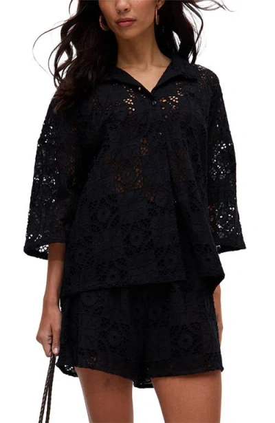 Raffya Shelli All Over Broderie Anglaise Shirt In Black
