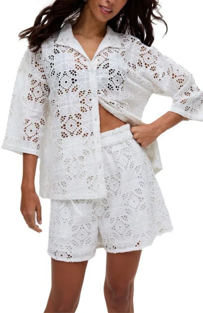 Raffya Shelli All Over Broderie Anglaise Shirt In White