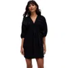 Raffya Soipoi Ruched V-neck Mini Dress In Black