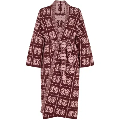 Raffya Women's Ally Abstract Print Long Line Cardigan In Pink