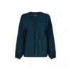 Raffya Women's Baez Billowy Sleeve Blouse In Blue In Blue