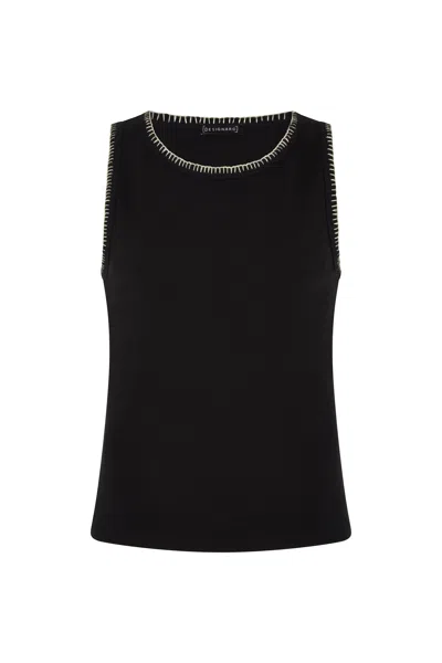 Raffya Women's Black / White Biba Jersey Top In Black/white