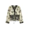 Raffya Women's Black / White Felicity Palm Print Reversible Jacket In Multi In Black/white