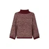 Raffya Women's Blue / Red Nala Oversized Textured Jumper In Burgundy In Burgundy