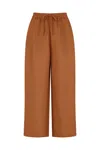 Raffya Women's Brown / Yellow / Orange Paulina Linen Blend Trouser Brown In Brown/yellow/orange