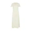 RAFFYA WOMEN'S CANDICE FLUTTER SLEEVE JACQUARD MAXI DRESS IN WHITE
