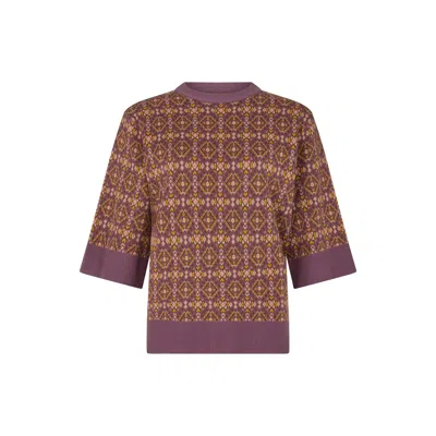 Raffya Women's Daffodil Slouchy Tile Print Knitted T-shirt In Pink In Brown