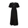 Raffya Women's Delilah V-neck Front Tie Midi Dress In Black In Black