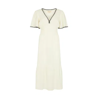 Raffya Women's Delilah V-neck Front Tie Midi Dress In White