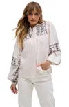 Raffya Demi Embroidered Ballon Sleeve Shirt In White