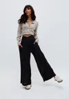 Raffya Women's Farrah Wide Leg Jacquard Trouser In Black In Black