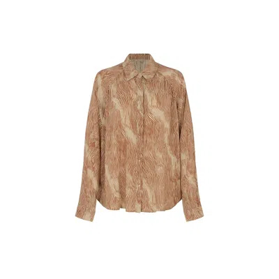 Raffya Women's Ginger Button Down Tiger Print Shirt In Orange