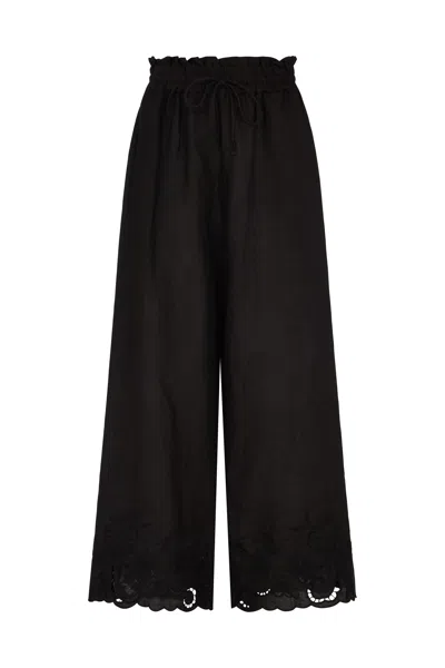 Raffya Women's Laya Embroidered Trouser - Black