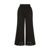 Raffya Women's Marmalade Embroidered Wide Leg Trouser In Black In Black