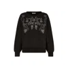 Raffya Women's Marmalade Long Sleeves Embroidered Sweatshirt In Black In Black