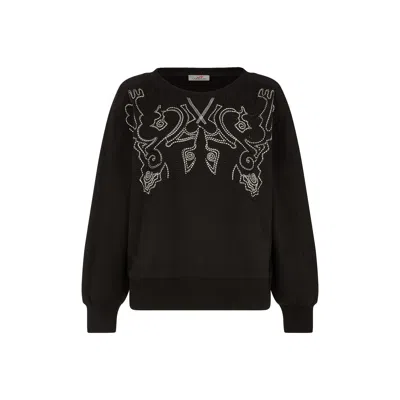 Raffya Women's Marmalade Long Sleeves Embroidered Sweatshirt In Black