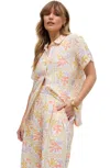 Raffya Matisse Button Down Patchwork Floral Print Shirt In Multi