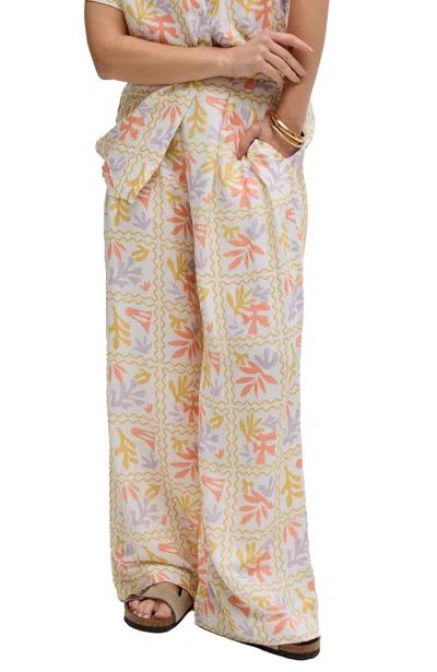 RAFFYA WOMEN'S MATISSE WIDE LEG PATCHWORK FLORAL PRINT TROUSER