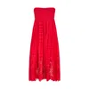 Raffya Women's Mirella Smocked Waist Embroidered Midi Skirt In Red In Red