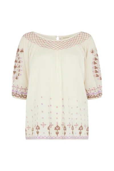 Raffya Women's Neutrals Alba Embroidered Blouse - White