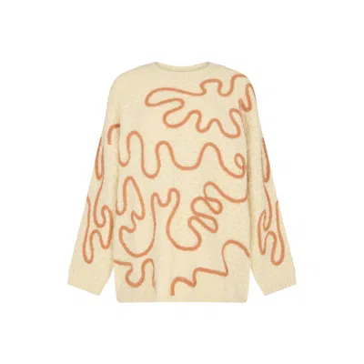 Raffya Women's Neutrals Elton Embroidered Jumper In Cream